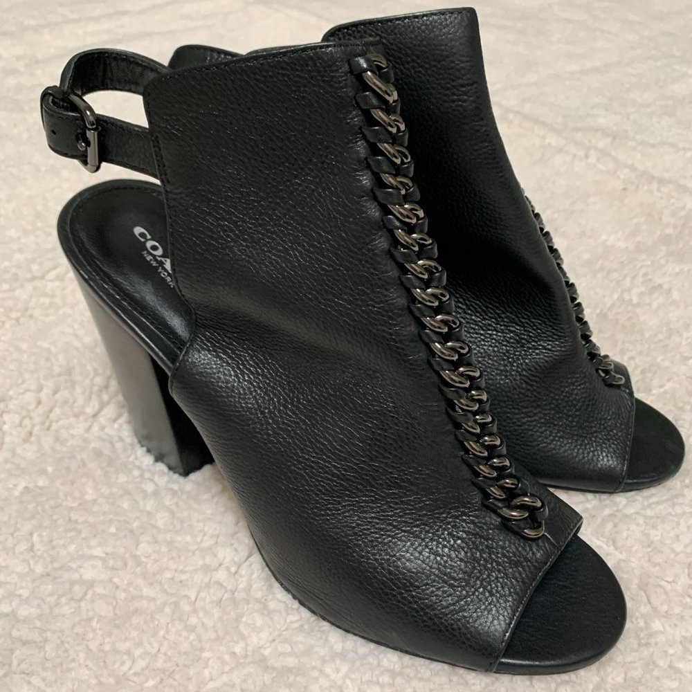 Coach 'Sanford' open toe leather bootie Size 10